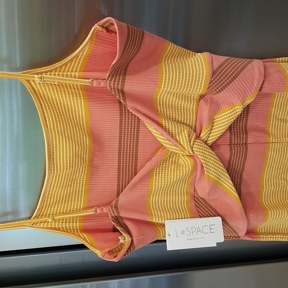 💕L*SPACE💕 Vanessa Dress ~ Beachy Keen Stripe 90's Midi Bodycon Large L NWT - Picture 10 of 13